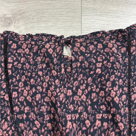 Anthropologie Nichola Peplum Blouse Black Pink Dark Floral Whimsy Boho Fairy - Picture 7 of 12